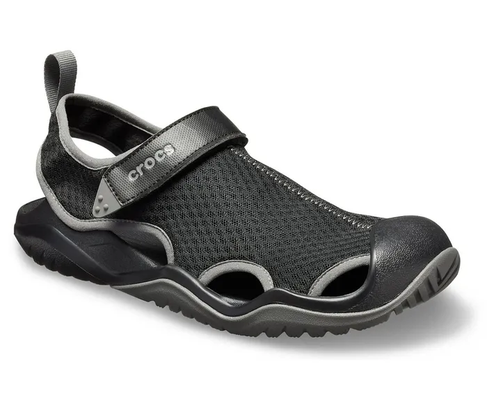 Men Swiftwater Mesh Deck Sandal Black Crocs Sandals