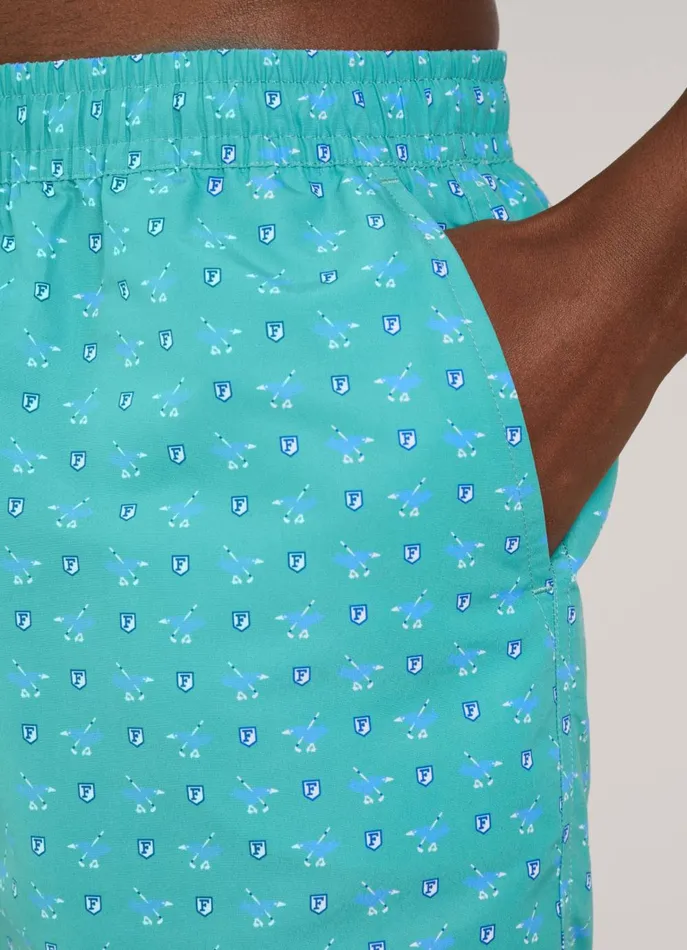 Men Swimwear Faonnable Birds Swim Shorts Meadow Blue