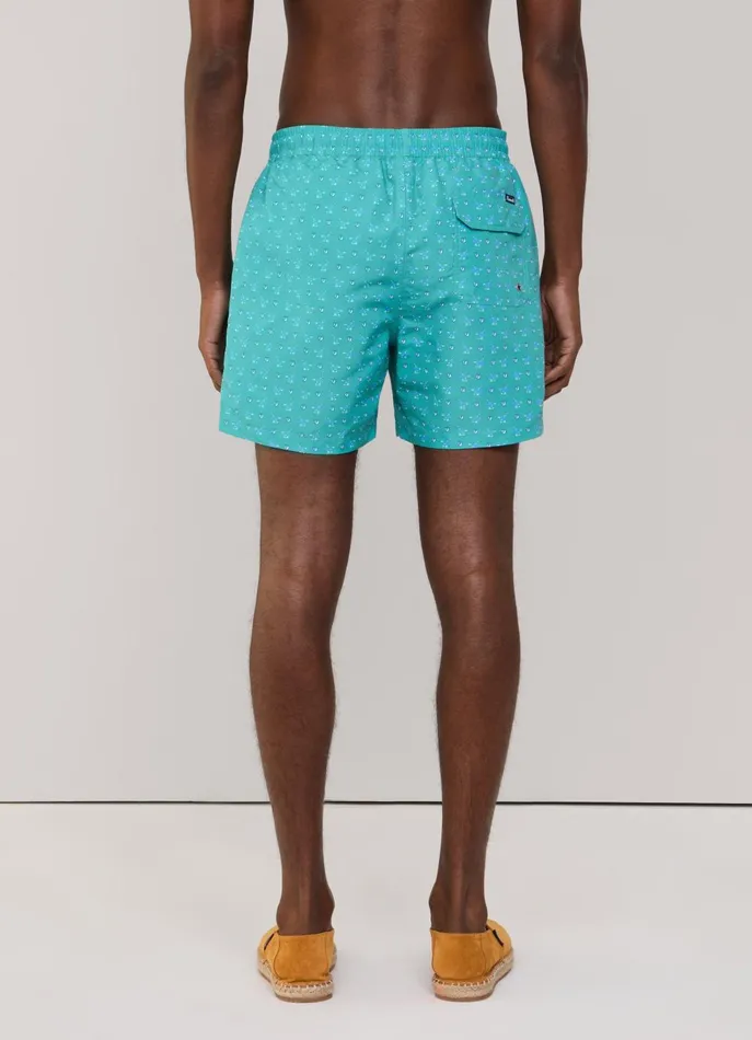 Men Swimwear Faonnable Birds Swim Shorts Meadow Blue