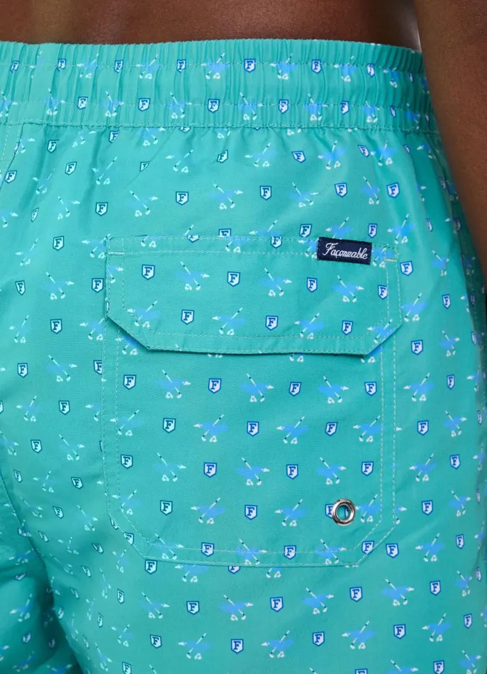 Men Swimwear Faonnable Birds Swim Shorts Meadow Blue