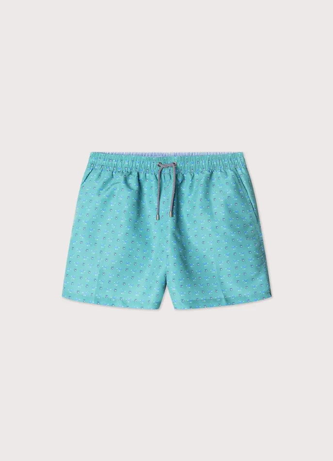 Men Swimwear Faonnable Birds Swim Shorts Meadow Blue