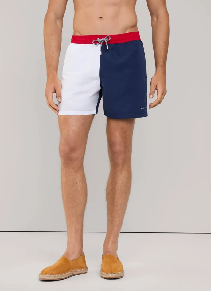 Men Swimwear Faonnable Colour Block Swim Shorts Marine Blue