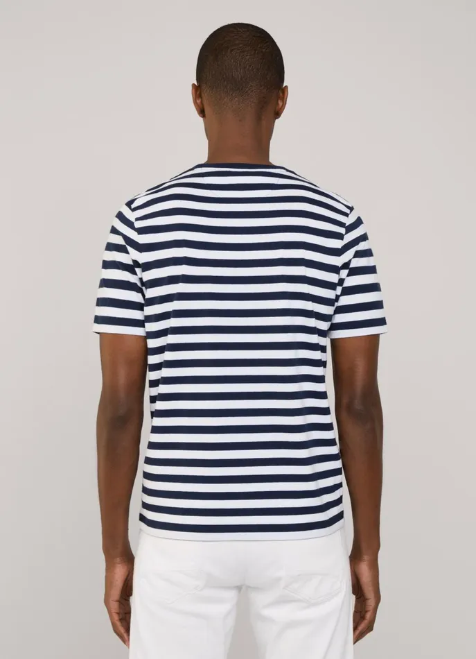 Men TShirts and Sweatshirts Faonnable Regular Fit Nautical Striped TShirt Marine Blue