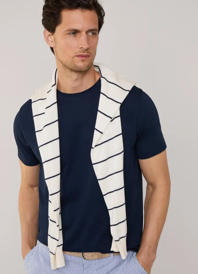 Men TShirts and Sweatshirts Faonnable Regular Fit Pima TShirt Marine Blue