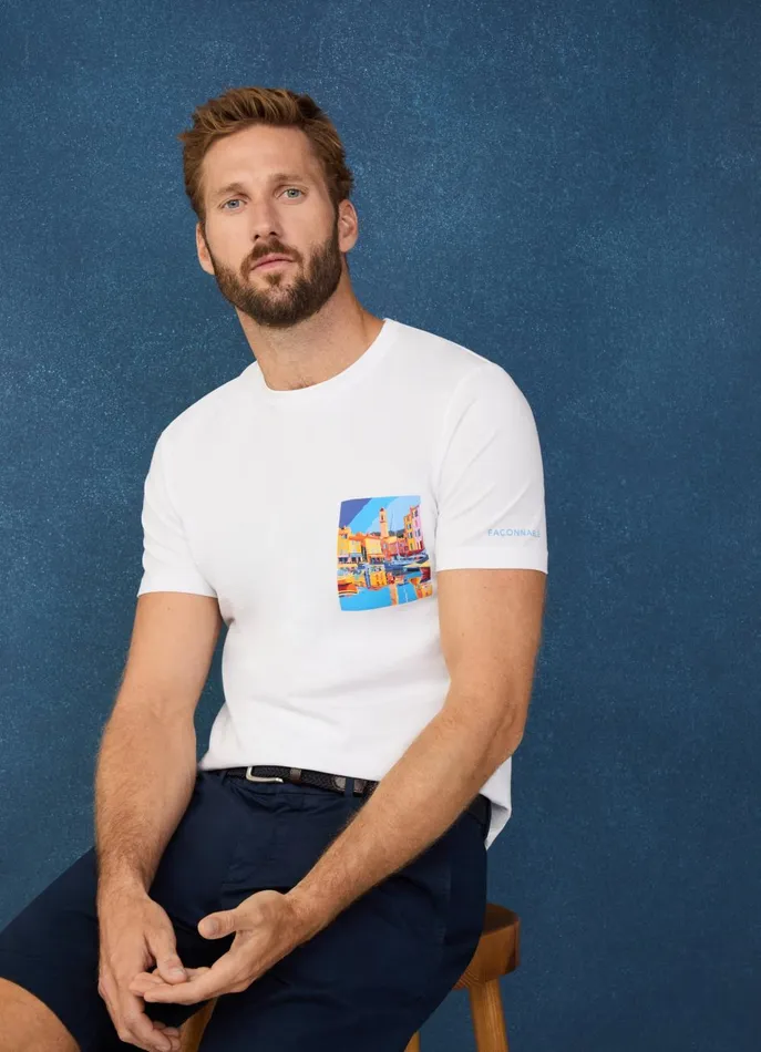 Men TShirts and Sweatshirts Faonnable Regular Fit Saint Tropez TShirt White