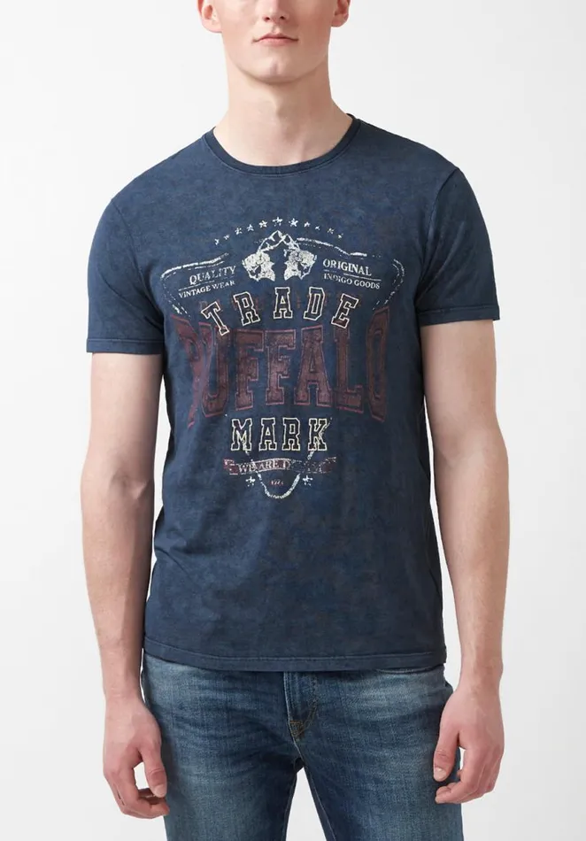 Men Tabess Dark Blue Mens Tshirt Midnight Blue Buffalo David Bitton Tops and Tees