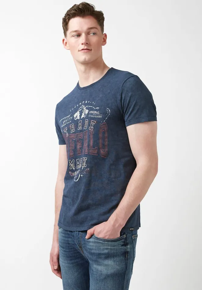 Men Tabess Dark Blue Mens Tshirt Midnight Blue Buffalo David Bitton Tops and Tees