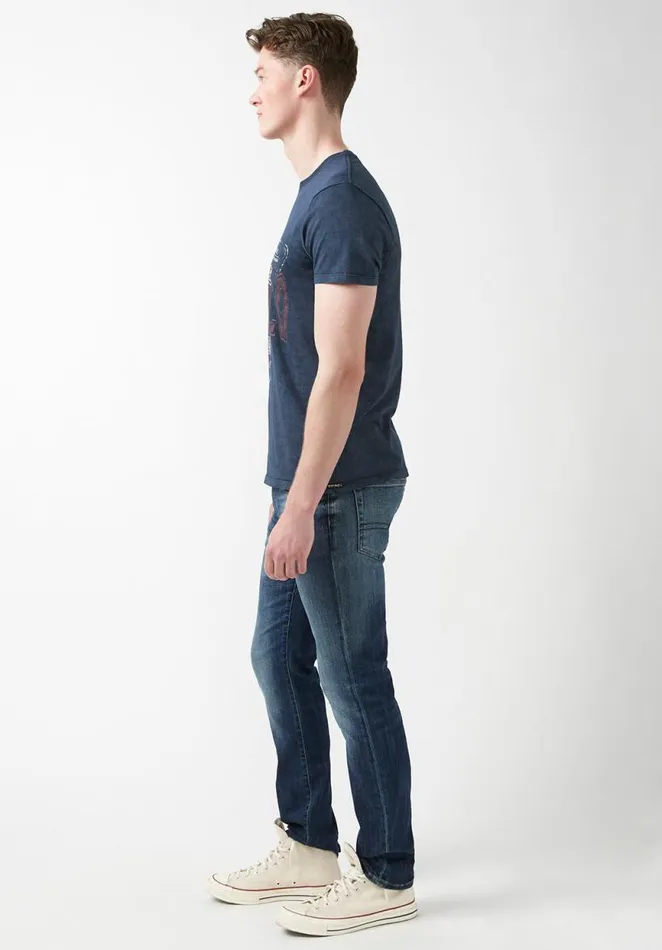 Men Tabess Dark Blue Mens Tshirt Midnight Blue Buffalo David Bitton Tops and Tees
