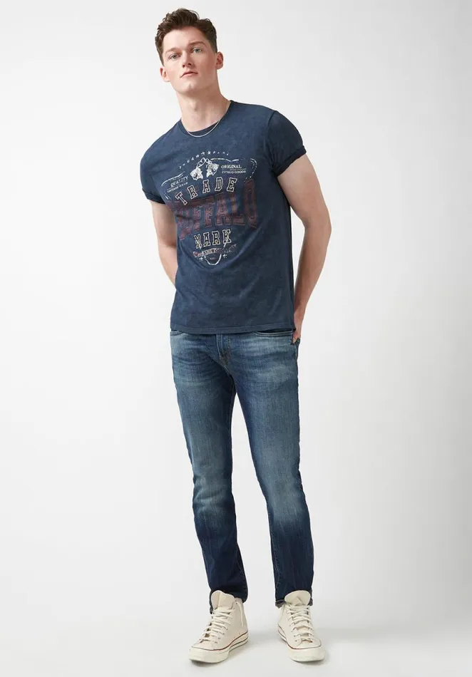 Men Tabess Dark Blue Mens Tshirt Midnight Blue Buffalo David Bitton Tops and Tees