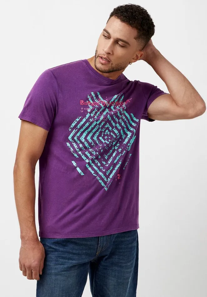 Men Tabiss Acid Wash TShirt Petunia Buffalo David Bitton Tops and Tees