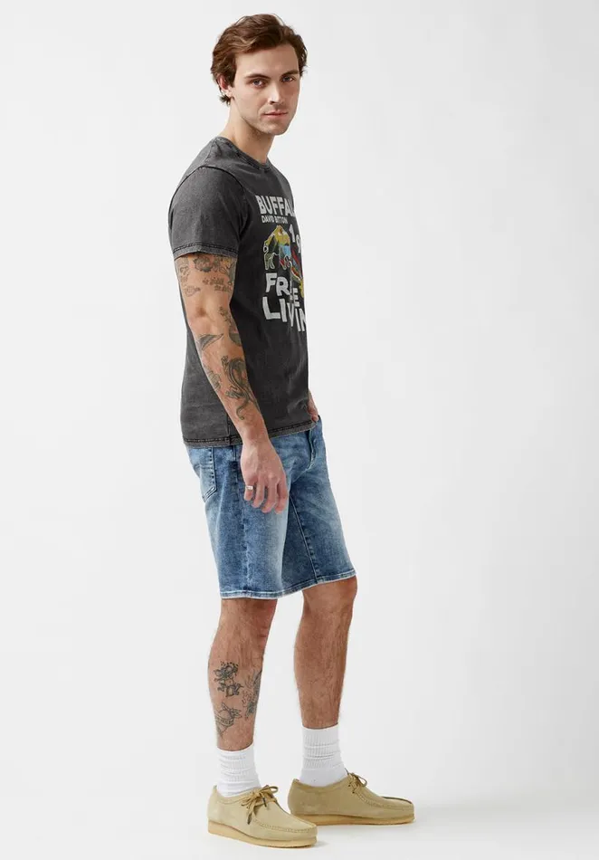 Men Tatew Black ShortSleeve Mens TShirt Black Buffalo David Bitton Tops and Tees