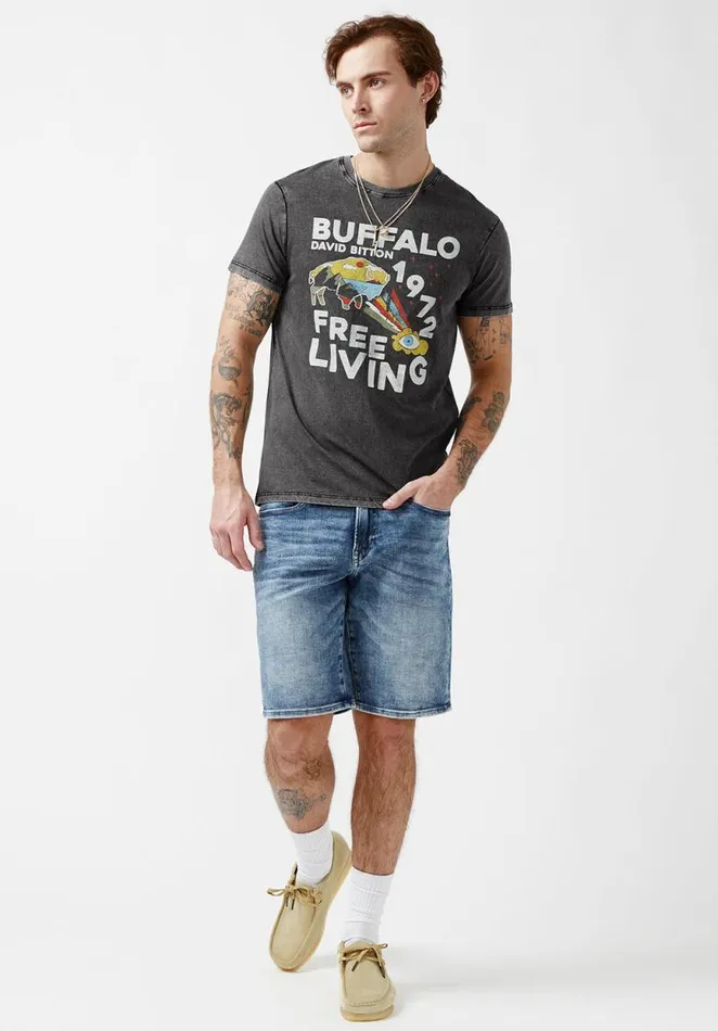 Men Tatew Black ShortSleeve Mens TShirt Black Buffalo David Bitton Tops and Tees