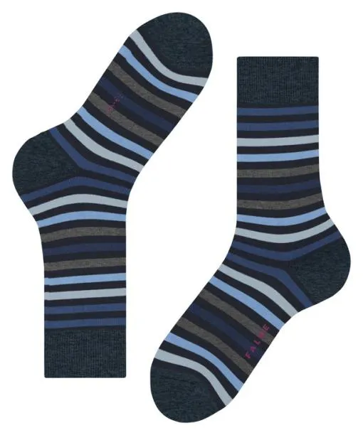 Men Tinted Stripe Men Socks Dark Navy FALKE Socks