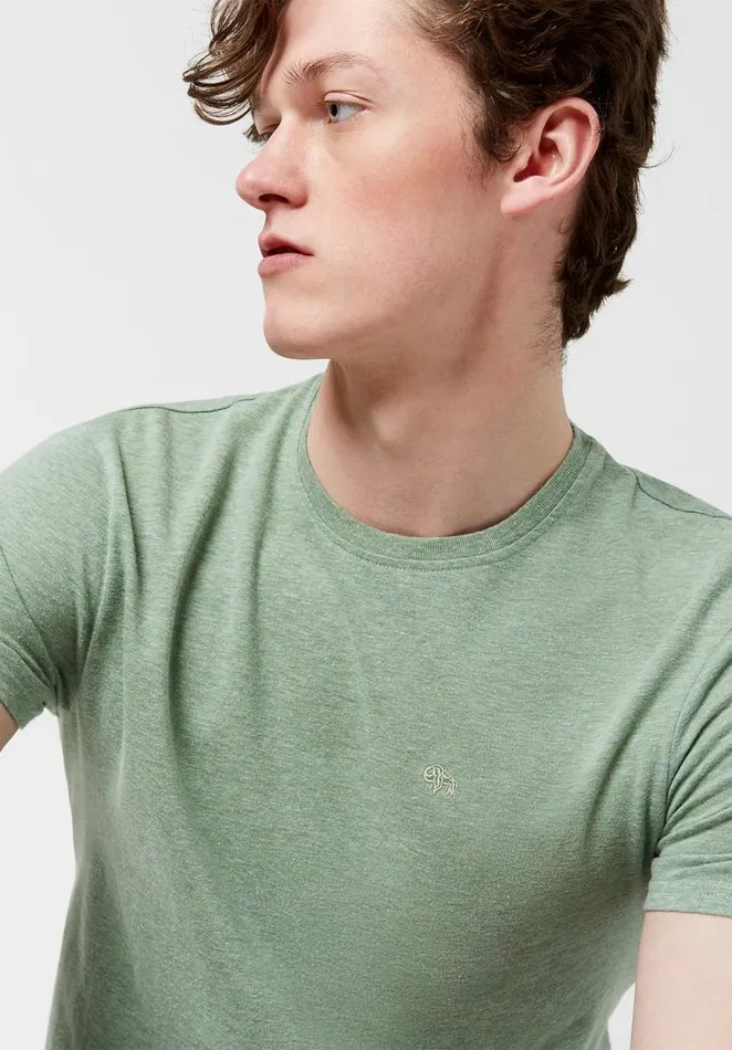 Men Tiwedy Snow Slub TShirt Granite Green Buffalo David Bitton Tops and Tees