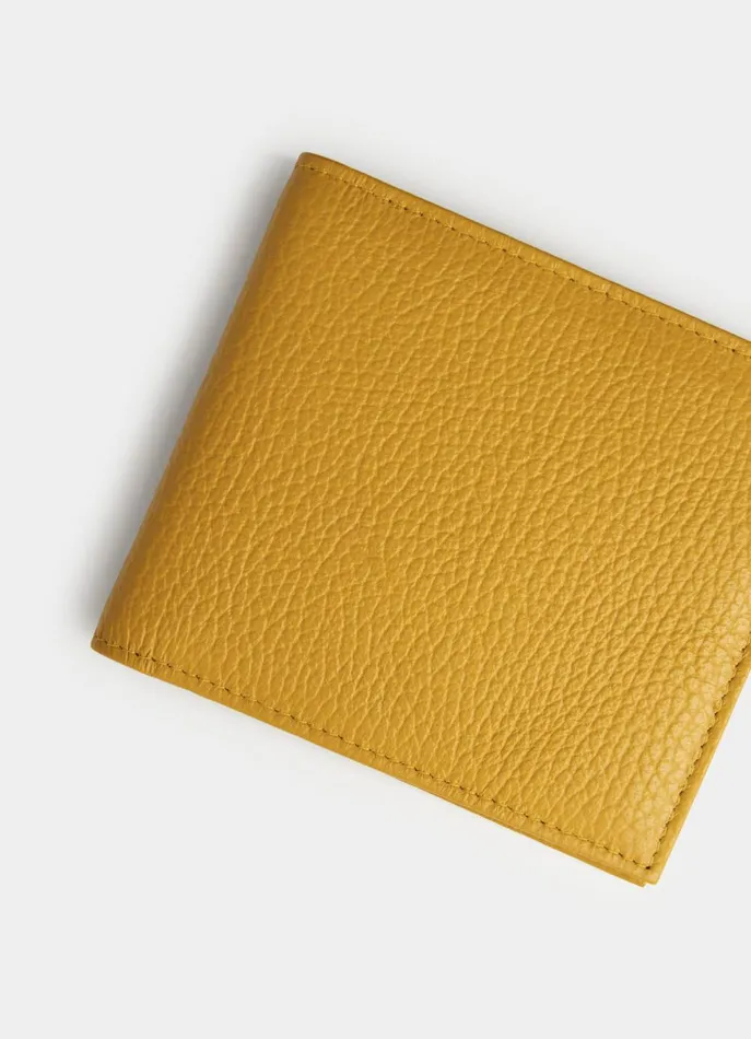 Men Wallets and Cardholders Faonnable Leather Folding Wallet Mellow Yellow