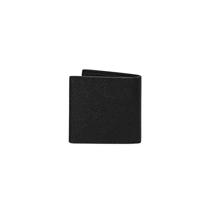 MenWomen Black Saffiano Leather Wallet Santoni Small Leather Goods