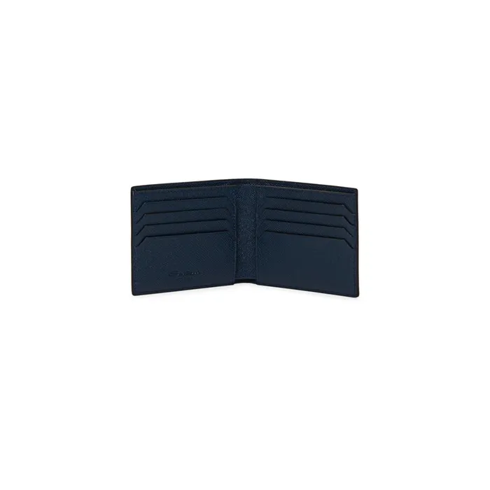MenWomen Blue Saffiano Leather Wallet Santoni Small Leather Goods