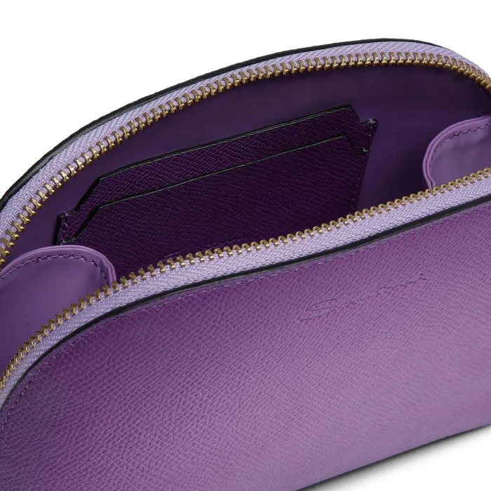 MenWomen Purple Saffiano Leather Pouch Santoni Small Leather Goods