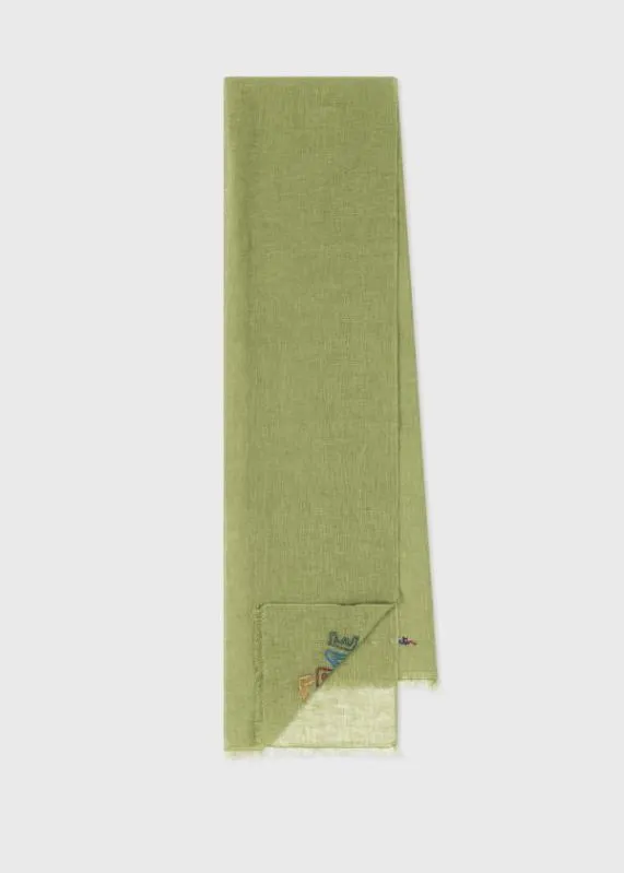 Mens 039Love039 Embroidered Linen Scarf Paul Smith Scarves
