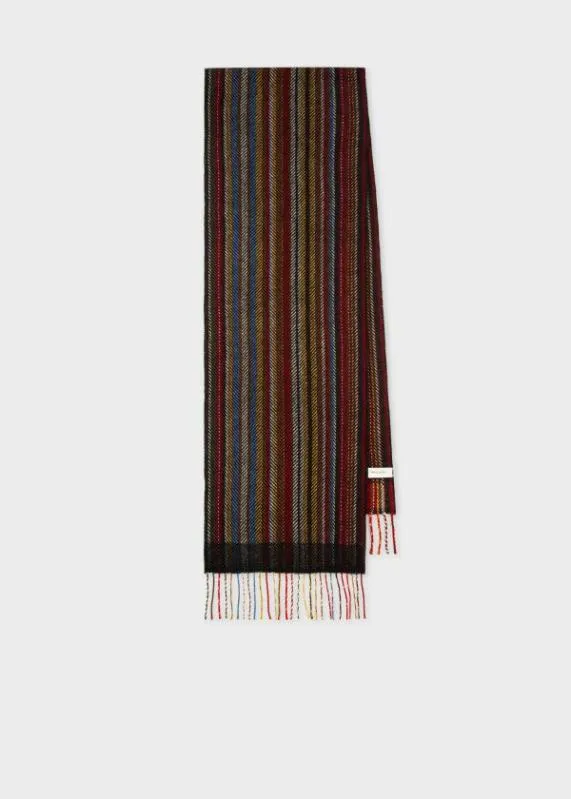 Mens 039Signature Stripe039 Herringbone WoolCashmere Scarf Paul Smith Scarves Mens 039Signature Stripe039 Herringbone WoolCashmere Scarf Paul Smith Scarves