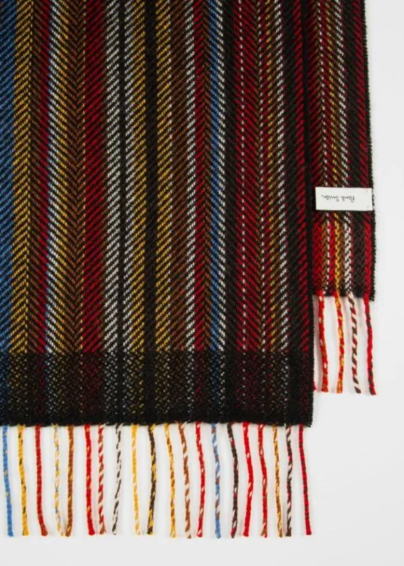 Mens 039Signature Stripe039 Herringbone WoolCashmere Scarf Paul Smith Scarves Mens 039Signature Stripe039 Herringbone WoolCashmere Scarf Paul Smith Scarves