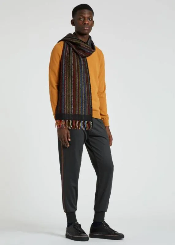 Mens 039Signature Stripe039 Herringbone WoolCashmere Scarf Paul Smith Scarves Mens 039Signature Stripe039 Herringbone WoolCashmere Scarf Paul Smith Scarves