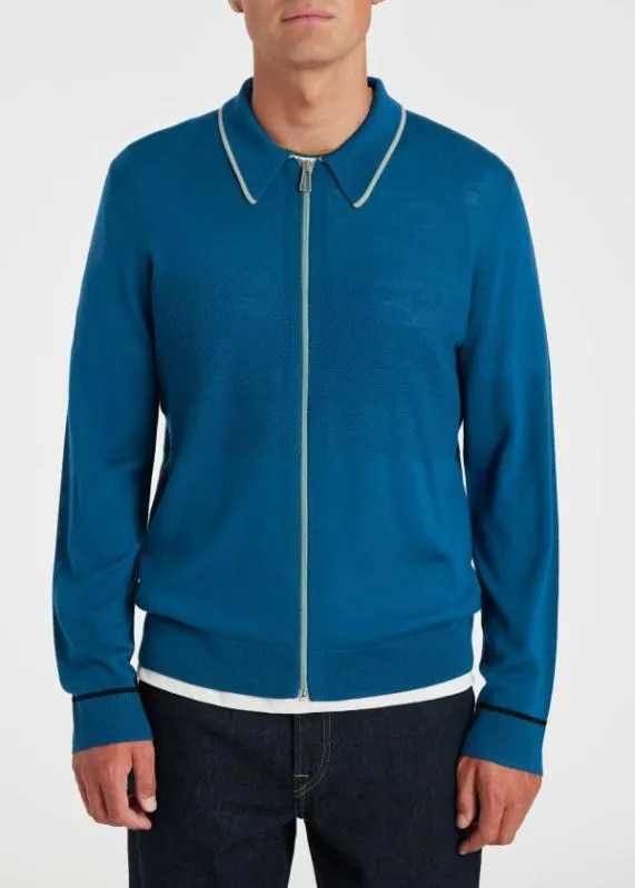 Mens Blue Merino Wool Cardigan Paul Smith Sweaters Mens Blue Merino Wool Cardigan Paul Smith Sweaters