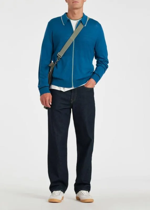 Mens Blue Merino Wool Cardigan Paul Smith Sweaters Mens Blue Merino Wool Cardigan Paul Smith Sweaters