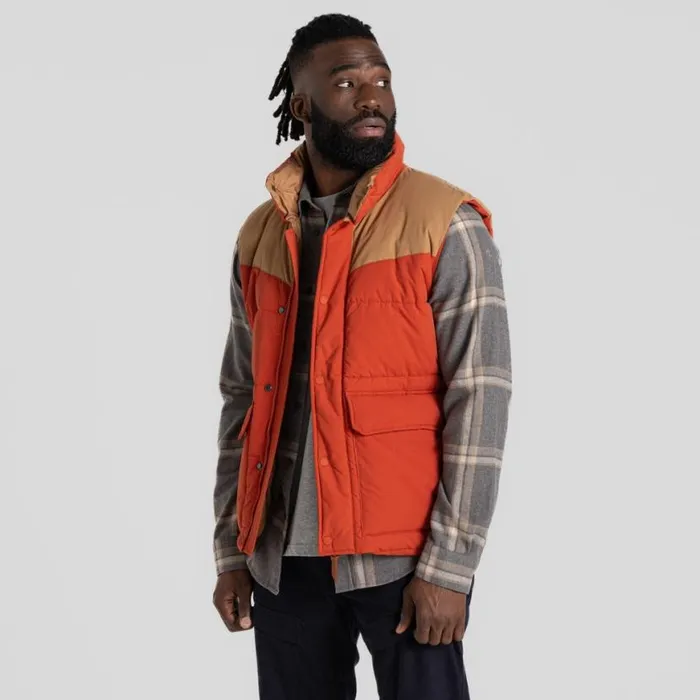 Mens Gilets Craghoppers Greysen Insulating Vest Carnelian Orange