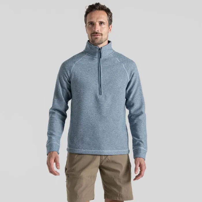 Mens Half Zip Fleece Craghoppers Barn Half Zip Fleece Niagara Blue Marl