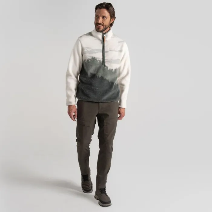 Mens Half Zip Fleece Craghoppers National Trust Hathers Half Zip Fleece Laurel Green Print