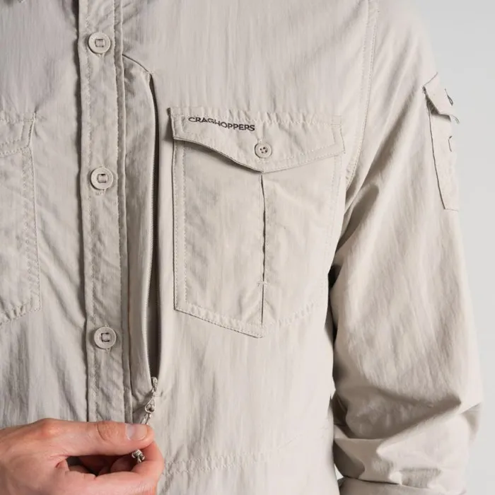 Mens Long Sleeve Craghoppers NosiLife Adventure Long Sleeved Shirt III Parchment Mens Long Sleeve Craghoppers NosiLife Adventure Long Sleeved Shirt III Parchment