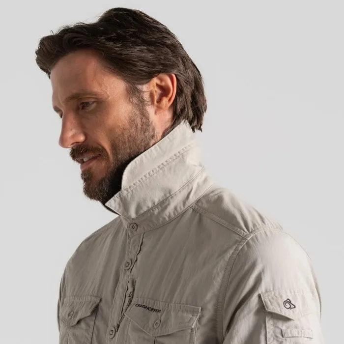 Mens Long Sleeve Craghoppers NosiLife Adventure Long Sleeved Shirt III Parchment Mens Long Sleeve Craghoppers NosiLife Adventure Long Sleeved Shirt III Parchment