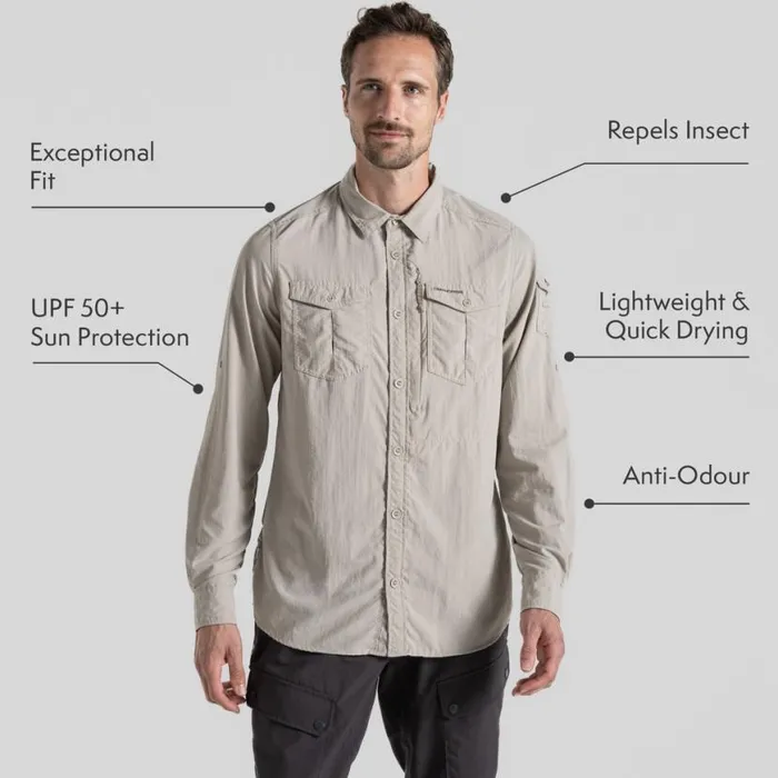 Mens Long Sleeve Craghoppers NosiLife Adventure Long Sleeved Shirt III Parchment Mens Long Sleeve Craghoppers NosiLife Adventure Long Sleeved Shirt III Parchment