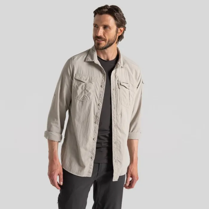 Mens Long Sleeve Craghoppers NosiLife Adventure Long Sleeved Shirt III Parchment Mens Long Sleeve Craghoppers NosiLife Adventure Long Sleeved Shirt III Parchment