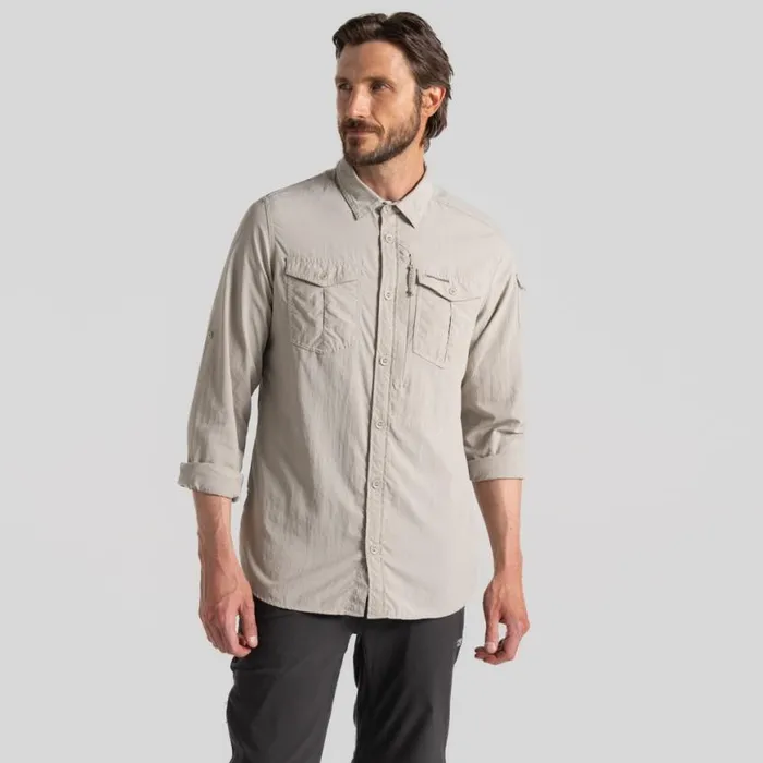 Mens Long Sleeve Craghoppers NosiLife Adventure Long Sleeved Shirt III Parchment Mens Long Sleeve Craghoppers NosiLife Adventure Long Sleeved Shirt III Parchment