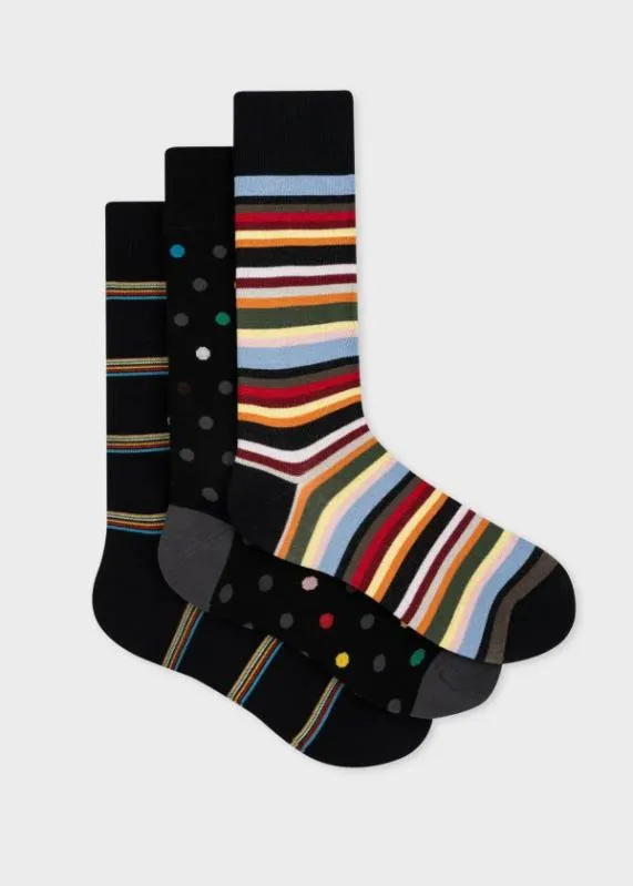Mens Mixed 039Signature Stripe039 Socks Three Pack Paul Smith Socks