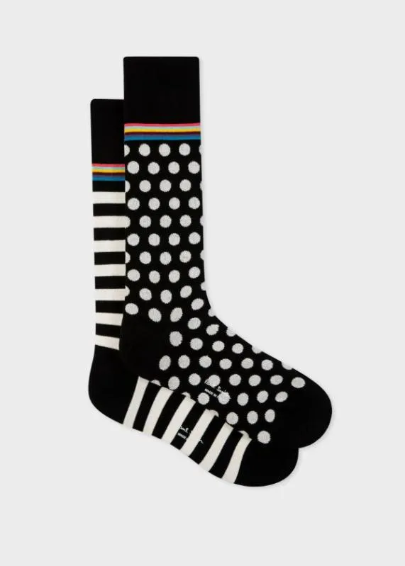 Mens Polka Dot Stripe Socks Two Pack Paul Smith Socks