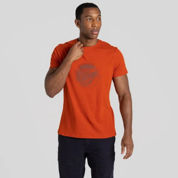 Mens Short Sleeve Craghoppers Lucent Short Sleeved TShirt Carnelian Orange