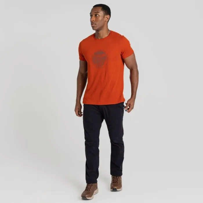 Mens Short Sleeve Craghoppers Lucent Short Sleeved TShirt Carnelian Orange Mens Short Sleeve Craghoppers Lucent Short Sleeved TShirt Carnelian Orange