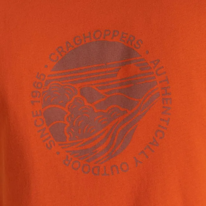 Mens Short Sleeve Craghoppers Lucent Short Sleeved TShirt Carnelian Orange Mens Short Sleeve Craghoppers Lucent Short Sleeved TShirt Carnelian Orange