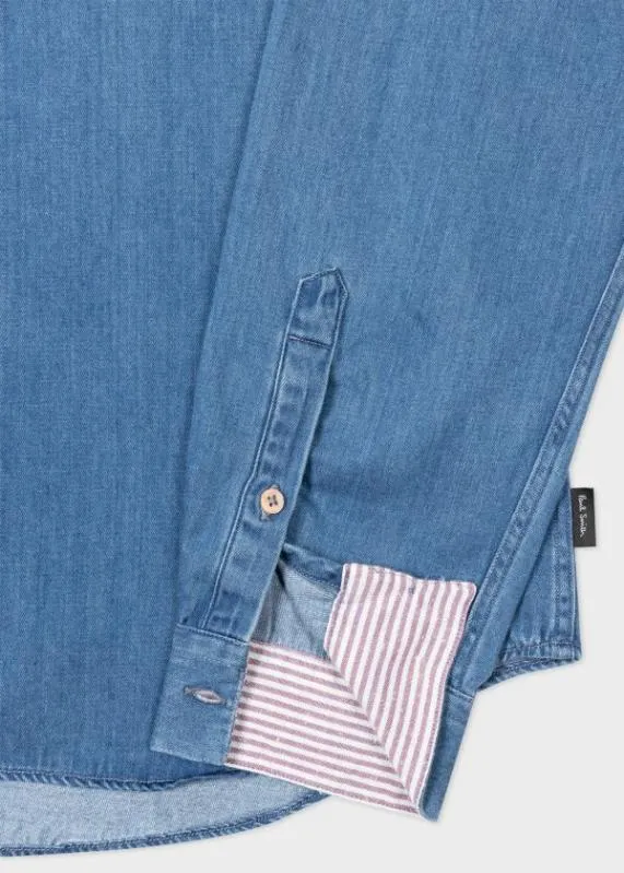 Mens TailoredFit MidWash Denim Shirt Paul Smith Shirts Mens TailoredFit MidWash Denim Shirt Paul Smith Shirts