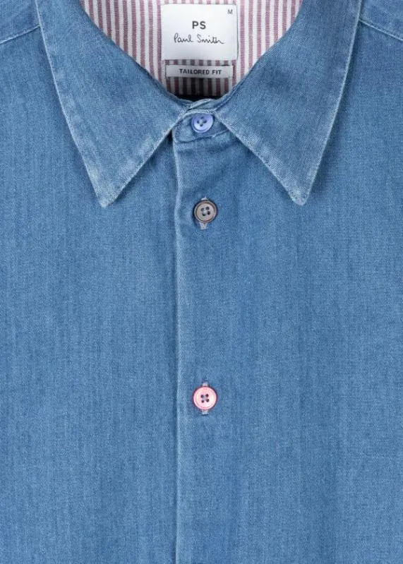 Mens TailoredFit MidWash Denim Shirt Paul Smith Shirts Mens TailoredFit MidWash Denim Shirt Paul Smith Shirts