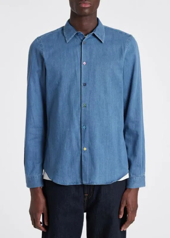 Mens TailoredFit MidWash Denim Shirt Paul Smith Shirts Mens TailoredFit MidWash Denim Shirt Paul Smith Shirts