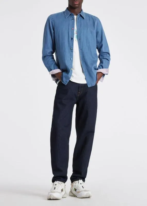 Mens TailoredFit MidWash Denim Shirt Paul Smith Shirts Mens TailoredFit MidWash Denim Shirt Paul Smith Shirts