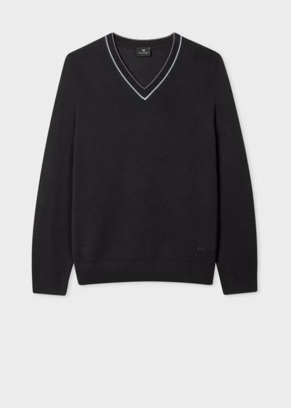 Mens V Neck Merino Wool Blend Sweater Paul Smith Sweaters