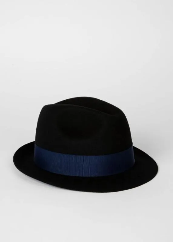 Mens Wool Felt Fedora Hat With 039Signature Stripe039 Trim Paul Smith Hats and Gloves Mens Wool Felt Fedora Hat With 039Signature Stripe039 Trim Paul Smith Hats and Gloves