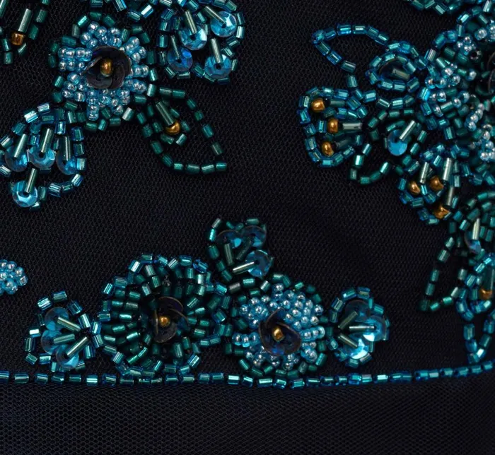 Midi Dresses Womens Adrianna Papell Beaded Midi Dress With Tulle Skirt In Midnight Multi