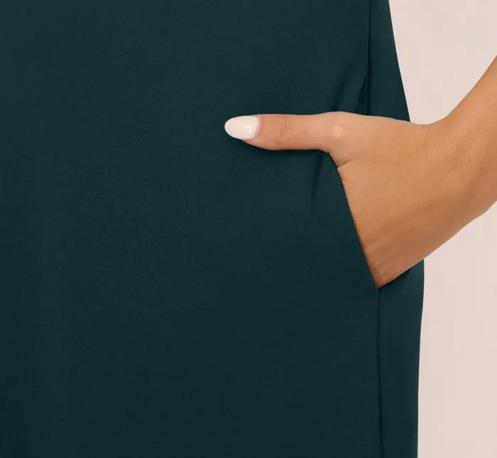 Midi Dresses Womens Adrianna Papell Knit Crepe One Shoulder Dress With Sheer Cutout And Skirt In Forest