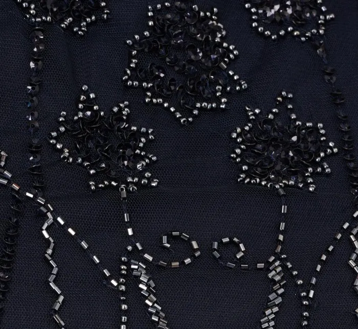 Midi Dresses Womens Adrianna Papell Short Sleeve Beaded Cocktail Dress With Popover In Midnight